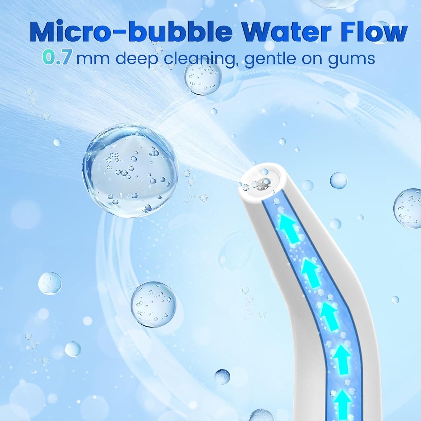 Water Flosser for Teeth, Portable Oral Irrigator Rechargeable Water Dental Flosser Pick with High Pressure 5 Jet Tips, IPX7 Travel Water Flossing for Brace Teeth Cleaner Gum Care