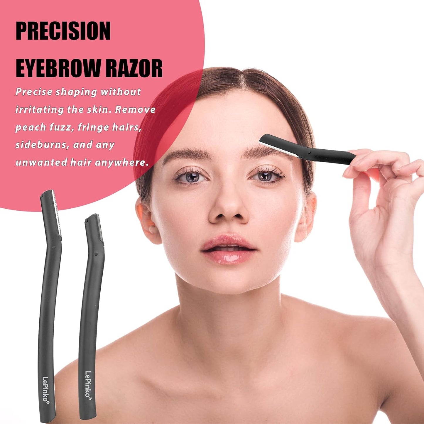 Eyebrow Trimmer Kit, 7 in 1 Eyebrow Scissors, Tweezer, Razor, Gromming Scissors Brush for Women Men, Gifts for Stocking Stuffers - Black