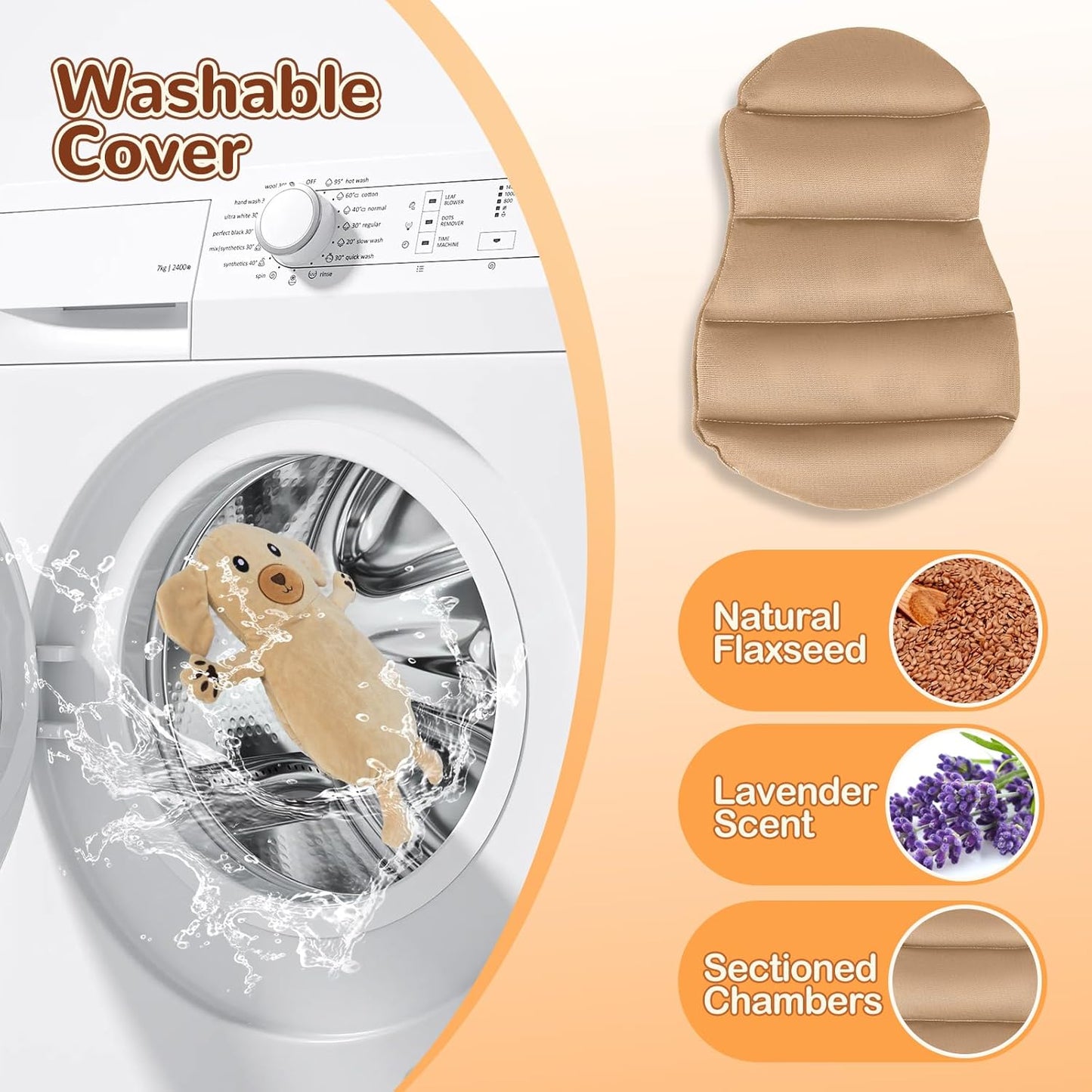 Microwave Heating Pad for Pain Relief, 16" x 11" Microwavable Heating Pads for Cramps, Back Pain, Neck Shoulder, Muscles, Knee, Joints, Natural Heat Pack Moist Heat, Golden Retriever