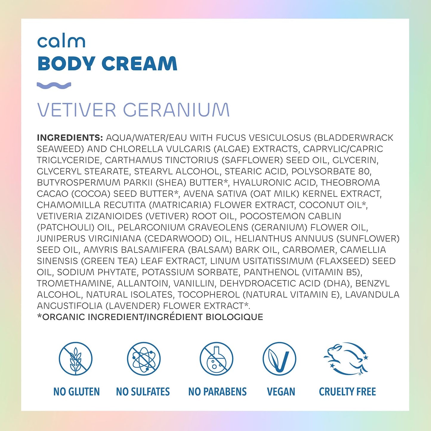 Seaweed Bath Co. Calm Body Cream - Vetiver Geranium | Soothing Hand and Body Lotion With Oat Milk, Shea Butter, and Chamomile | Natural, Vegan Moisturizer For Dry Skin | 6 oz