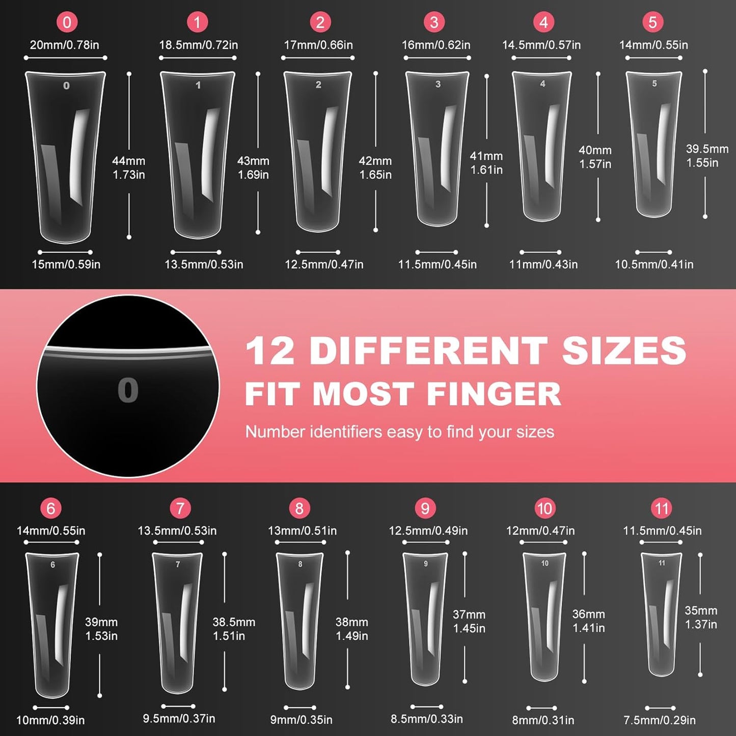 Ranrose Duck Nail Tips - 120pcs Extra Long Duck Feet Style Full Cover False Nail 12 sizes XXL Clear Press on Nail for Acrylic Nails Professional Y2K Nail Salon