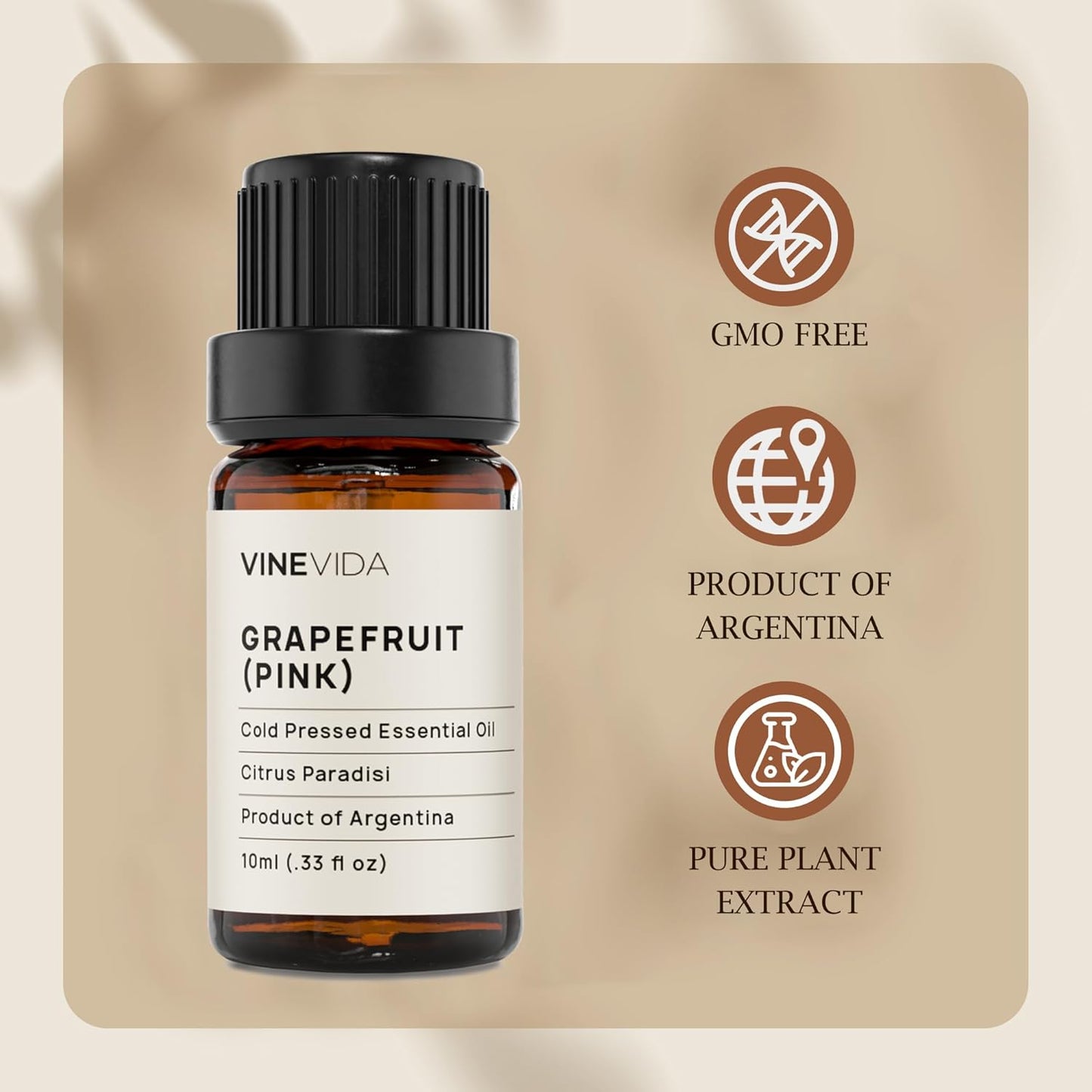 VINEVIDA Pink Grapefruit Essential Oil 10 mL - Undiluted Candle Oil Scent for DIY Candlemaking and Soap Making
