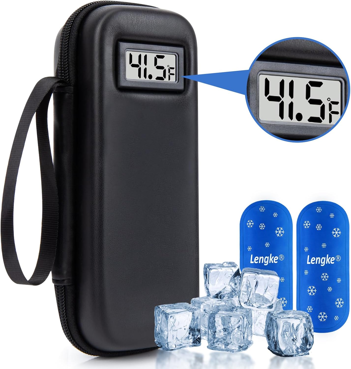Insulin Cooler Travel Case with Temperature Display, Tsa Approved, Refrigerated Medicine Travel Case with 2 Ice Packs, Insulin Pen & Other Diabetic Supplies Organizer for Trip and Daily