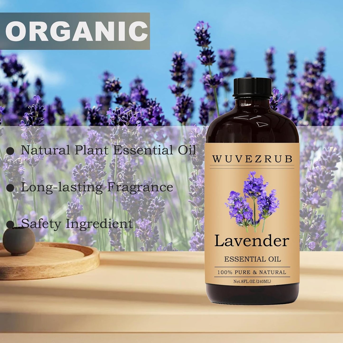 Lavender Essential Oils 240ML- Pure and Natural Lavender Essential Oil for Aromatherapy Diffuser,Soap Making & DIY - Lavender /8 Fl Oz