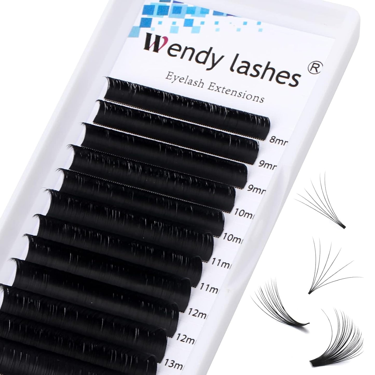 Easy Fan Volume for Lash Artists: Wendy, Handmade Fans for Eyelash Extensions, Self Fanning, Blooming, C-KH, Black, C-0.03-8-14