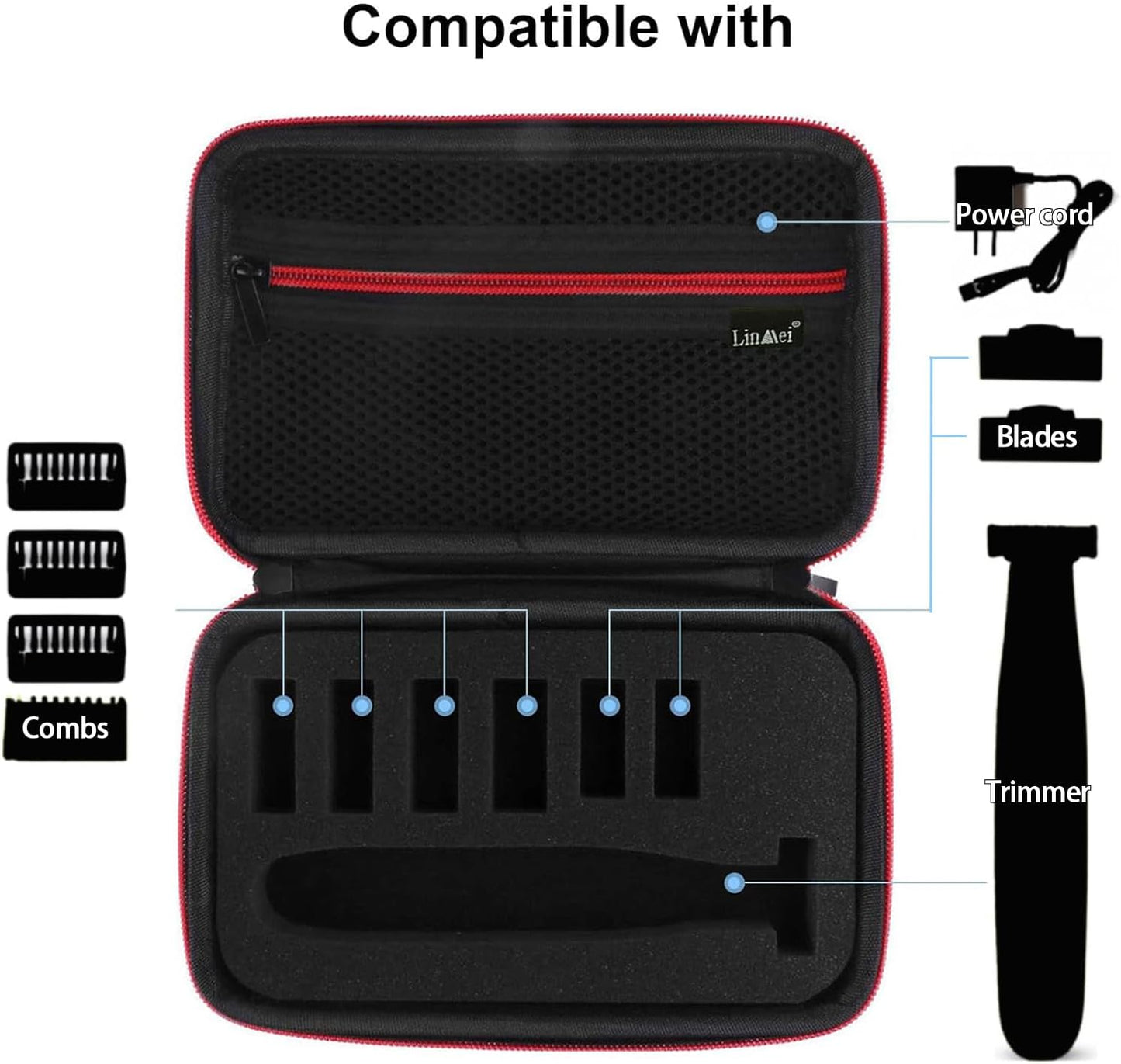 Hard Case for One Blade Trimmer QP2724/90, QP2834/70, QP2630/72, Waterproof Shaver Organizer Shockproof Travel Storage Box for Charger & Accessories