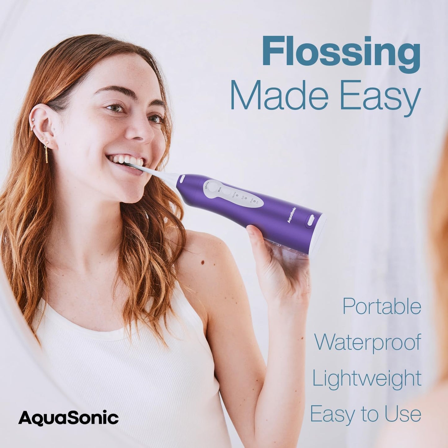 AquaSonic Water Flosser - Cordless Rechargeable Water Flossers for Teeth Cleaning - Waterproof Aqua Flosser, Portable Oral Irrigator for Dental Cleaning with 5 Jet Tips – Braces Home Travel
