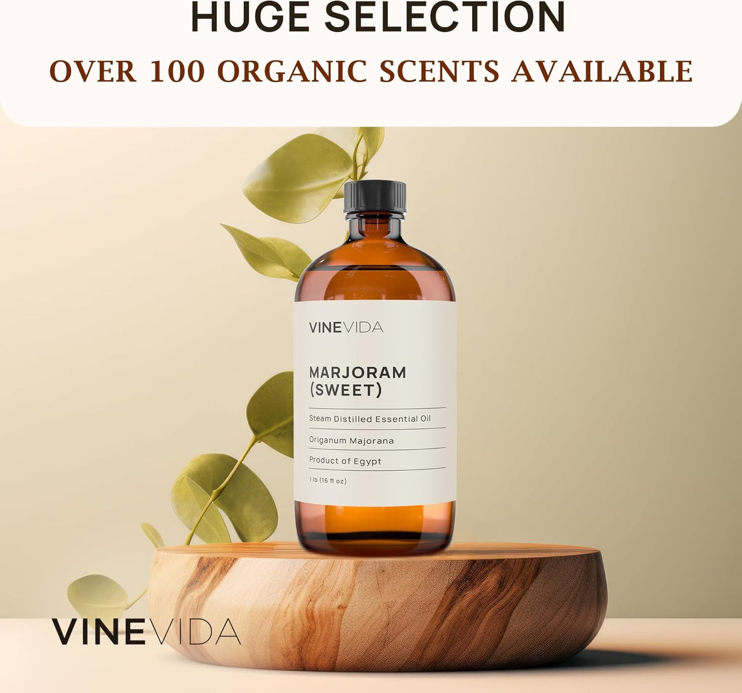 VINEVIDA Marjoram Essential Oil - 16 oz - Undiluted - DIY Candle Scents - Bulk for Soap Making & Skin Safe