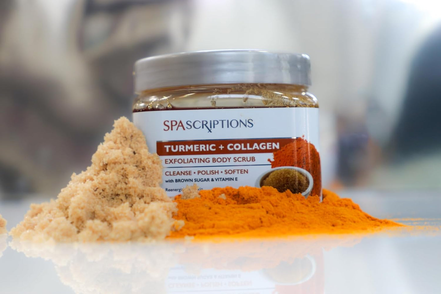 Turmeric & Collagen Body Scrub with Brown Sugar & Vitamin E – Exfoliating Scrub for Glowing Skin – Deep Cleansing, Polishing & Softening Formula – Natural Skincare for Body & Face (21 oz, Turmeric)