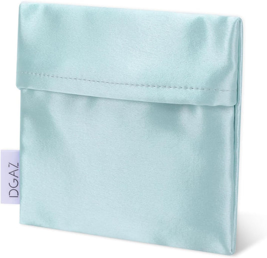 DGAZ silk Sanitary Napkin Storage Bag, Period Bags for Teen Aged Girls, Portable for Panty Liners/Menstrual Cup/Small Tampons，Mini Makeup Bags for Purse(Vert Deau)