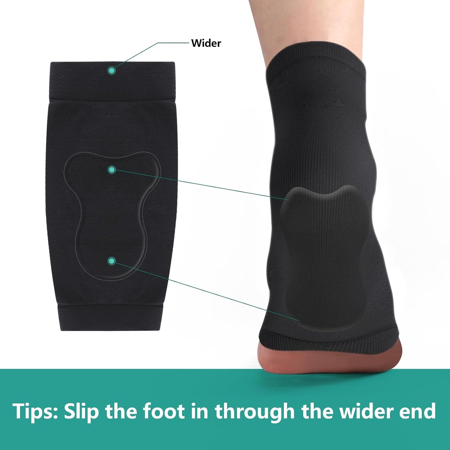 Welnove Achilles Tendonitis Heel Protector Socks - (FSA & HSA) Achilles Tendon Support Compression Socks - Gel Padded Sleeve for Cushion & Protection of Bursitis, Tenderness, Dry Cracked, Regular