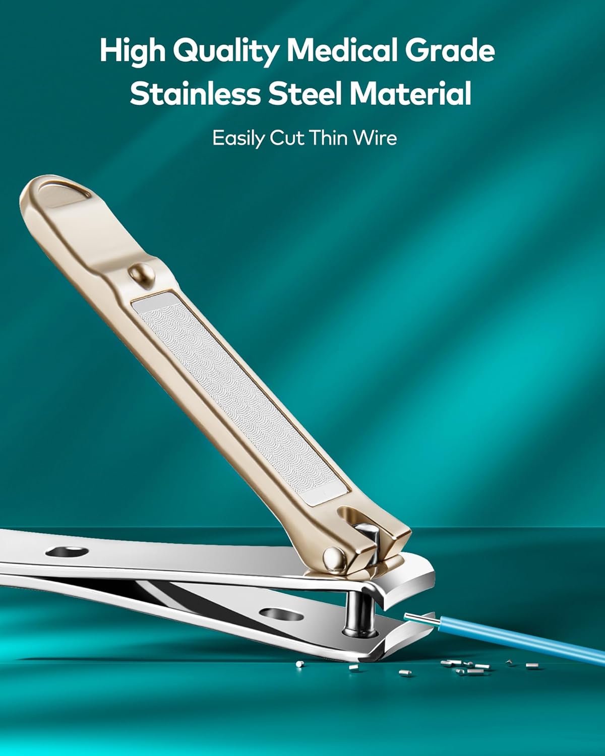 4Pcs Set, Stainless Steel Manicure Pedicure Set, Medical Grade Grooming Kit with Travel Case Gift Box for Man & Woman