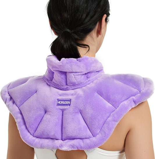 Neck Heating Pad Microwavable for Shoulders, Warmer Wrap Microwave Heating Pad for Neck and Shoulders for Pain Relief - Purple