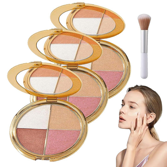 Glowjiu Glow Gallery Highlighting Eye & Cheek Palette，Makeup Palettes Contour Kit(3PCS)