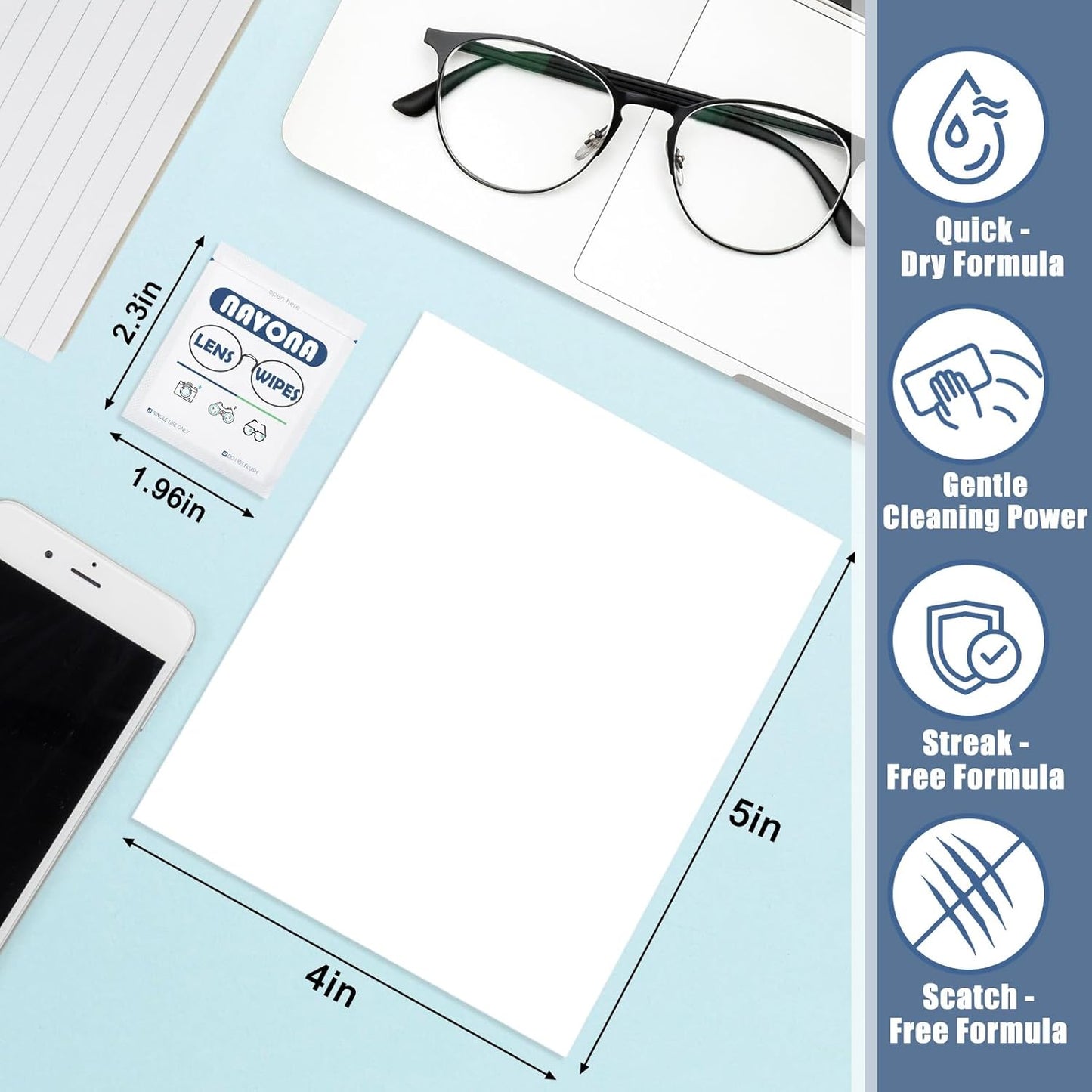 1000 Count Lens Wipes for Eyeglasses – Pre-Moistened, Individually Wrapped Eyeglass Cleaning Wipes – Scratch-Free, Streak-Free Glasses Cleaner Wipes for Sunglasses & Camera Lens – Bulk Pack