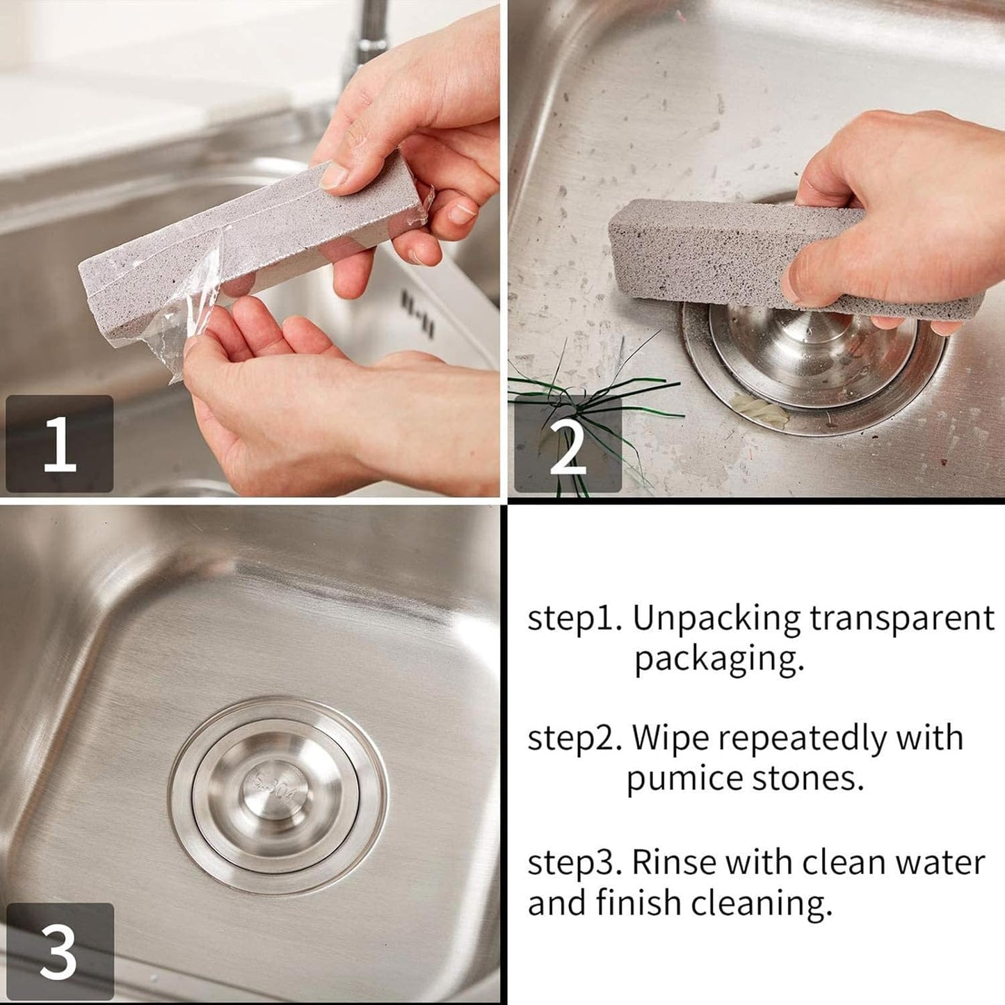 Chinco 300 Packs Pumice Stone for Cleaning, Scouring Pad Removing Stain Grime Without Leaving Scratches for Kitchen Oven Stove Home Bathroom Toilet Pool House Cleaning Supplies