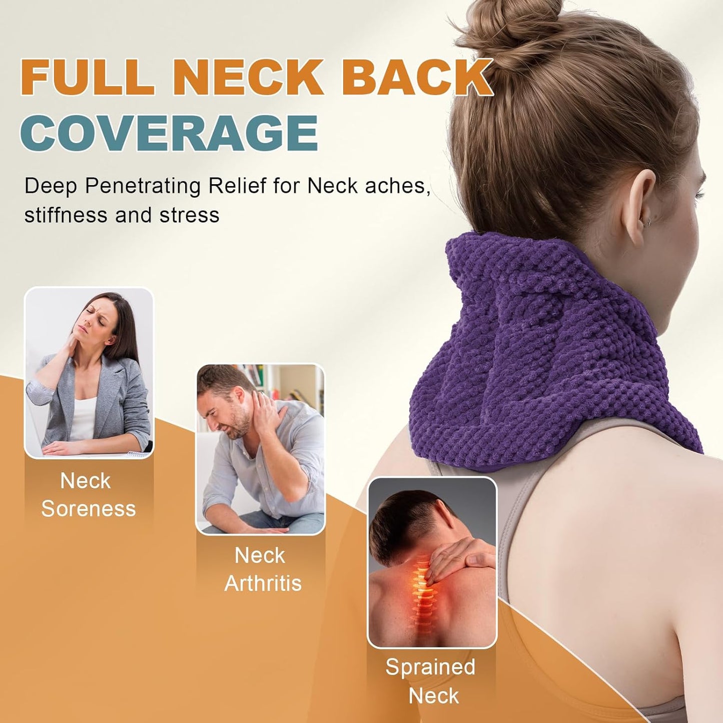 uncn Microwavable Heating Pads for Neck and Shoulders Pain Relief Microwave Heat Pack Versatile Weighted Moist Heated Neck Wrap Reusable Herbal Nature Calming Beanbag Warm Compress 29X7 in 2.4Pounds