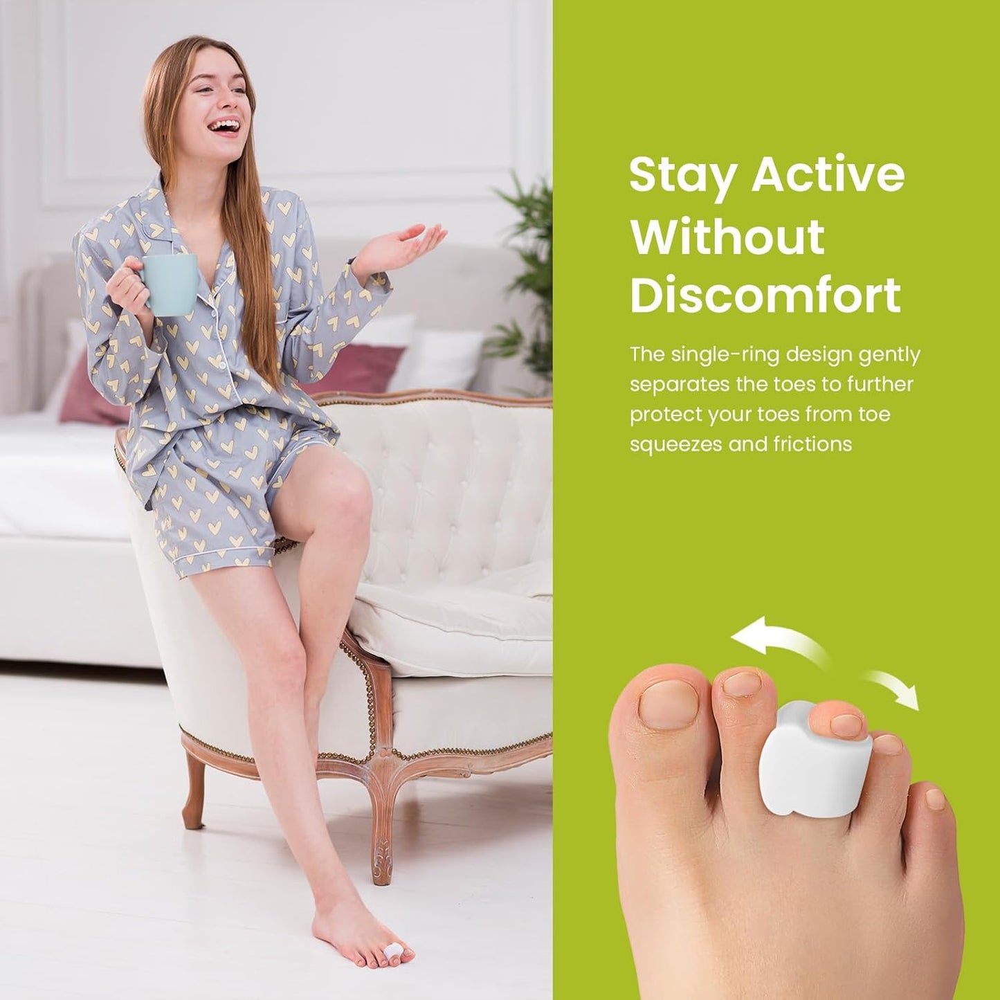 Bukihome Gel Toe Separators for Women -10 Pack Toe Spacers for Overlapping Toes, Bunions, Big Toe Alignment, Bunion Relief - Soft Silicone Toe Corrector for Men (Medium Size)