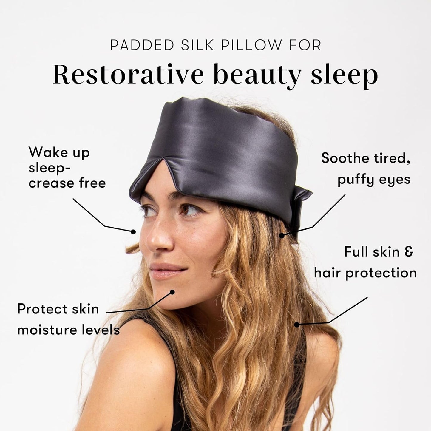 DROWSY Silk Sleep Mask - Face-Hugging, Padded Cocoon for Luxury Sleep in Total Darkness - 100% Pure Mulberry Silk (Moonlight Shadow)