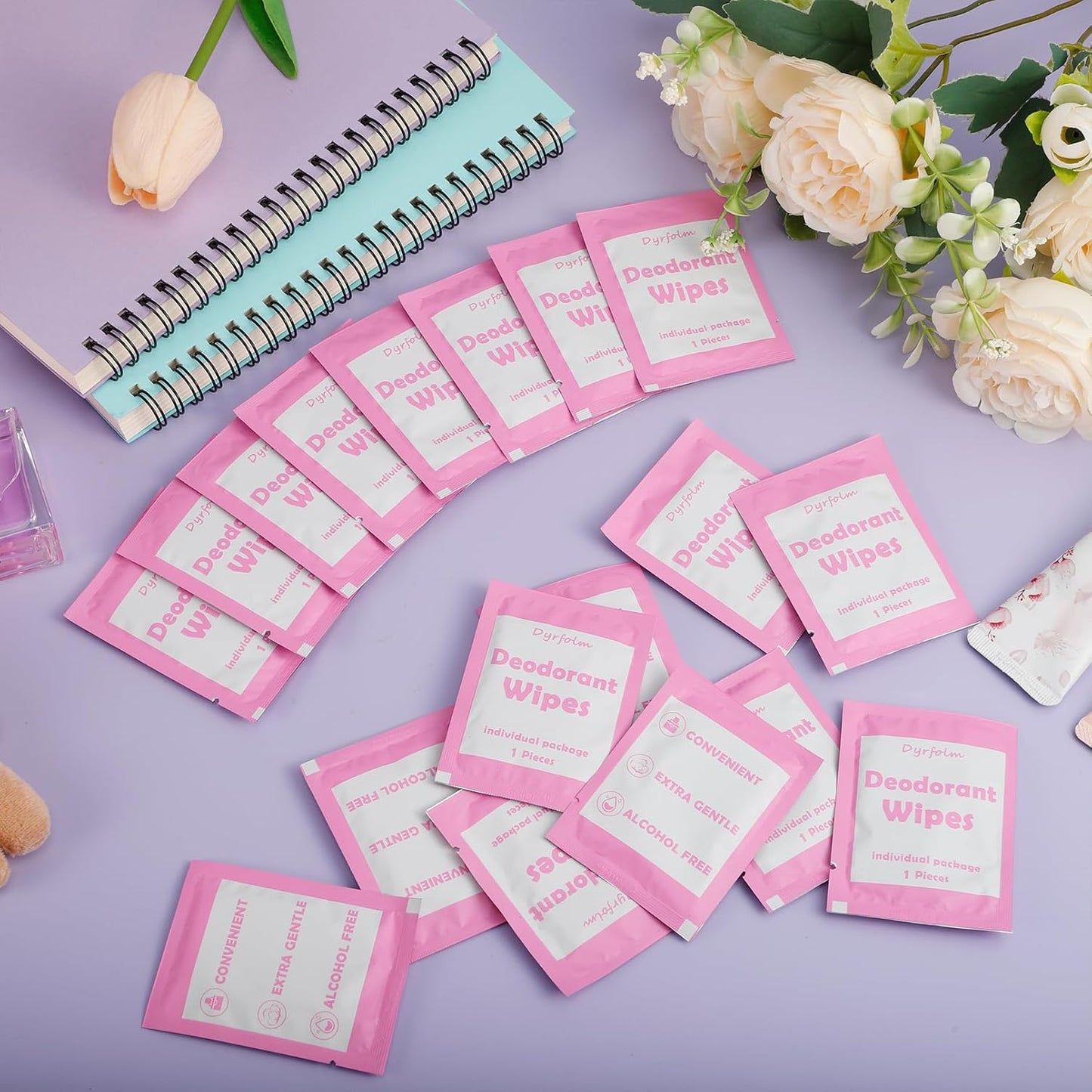 200 Pcs Underarm Deodorant Wipes,Travel Deodorant Wipes,Individually Wrapped Antiperspirant Wipe,Sweat Body Wipe for Women Men Adults Sports Travel Essentials(Pink)