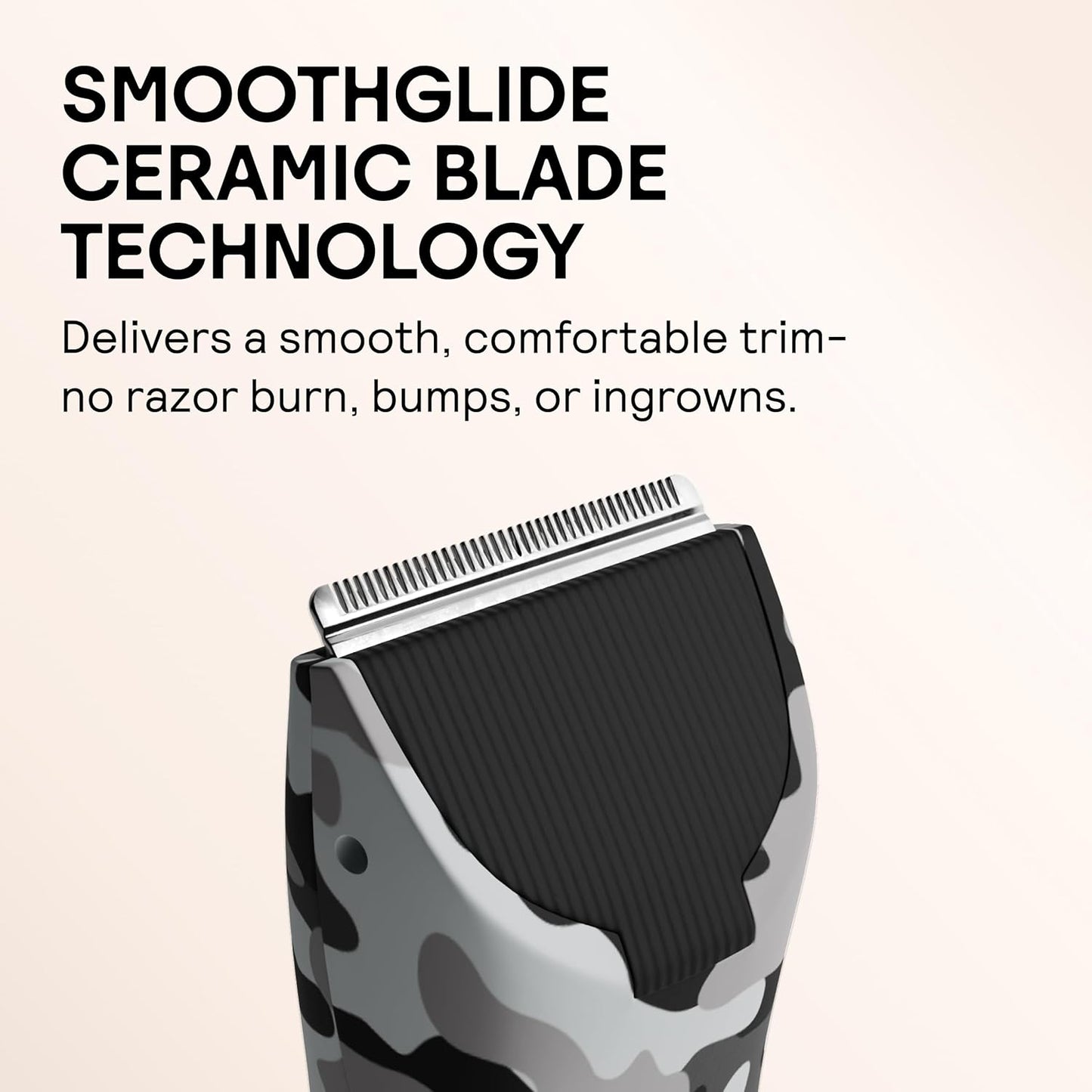 MERIDIAN The Trimmer Original - Body Hair Trimmer for Men, Electric Shaver for Pubic Hair, Chest, Legs & Bikini, Waterproof & Rechargeable, Arctic