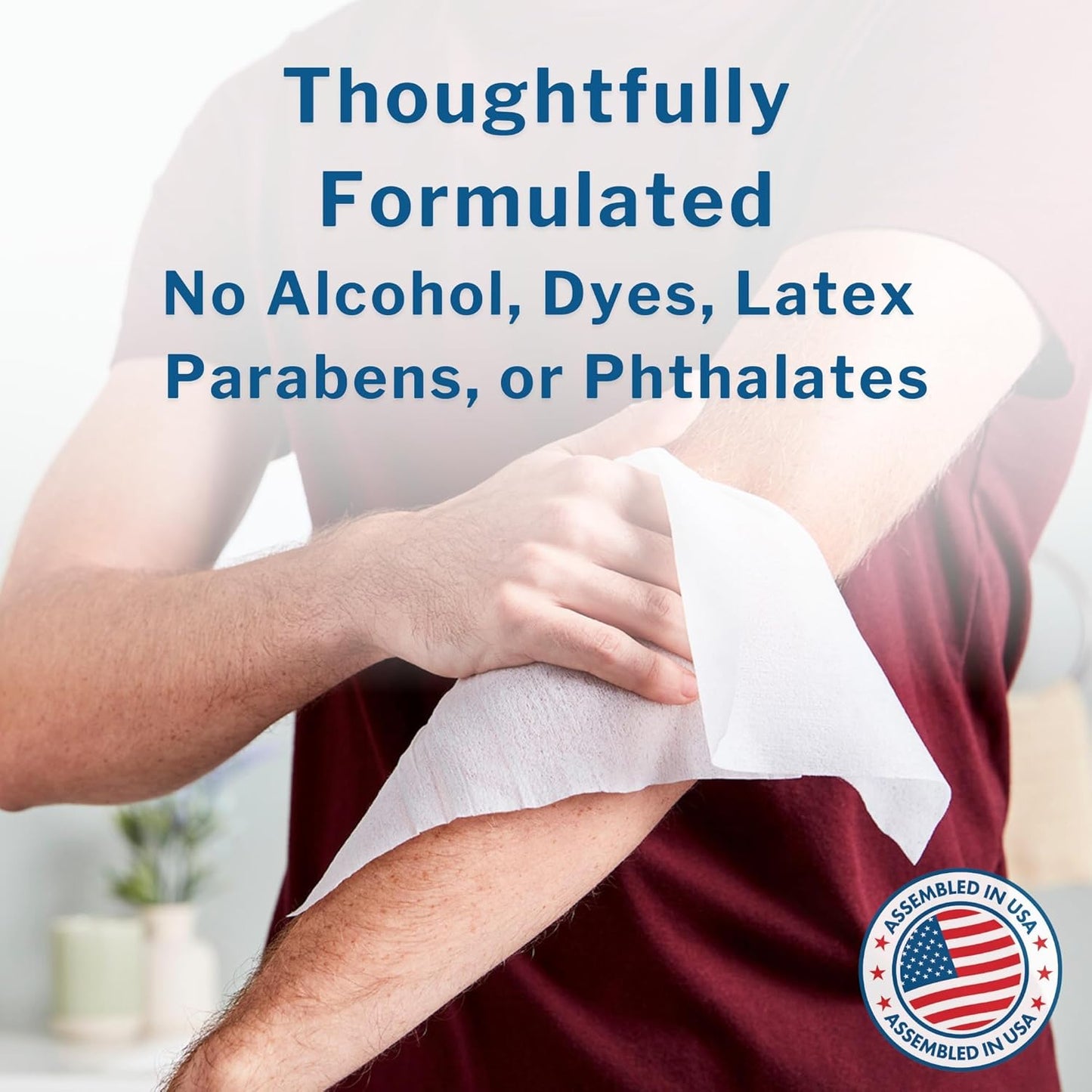 McKesson Washcloth Wipes for Adults, Unscented (3 Pack, 144 Washcloths) Disposable Wash Cloths for Body - Fragrance-Free No-Rinse Formula - Good for Incontinence and Elderly - 48 Wipes Per Pack