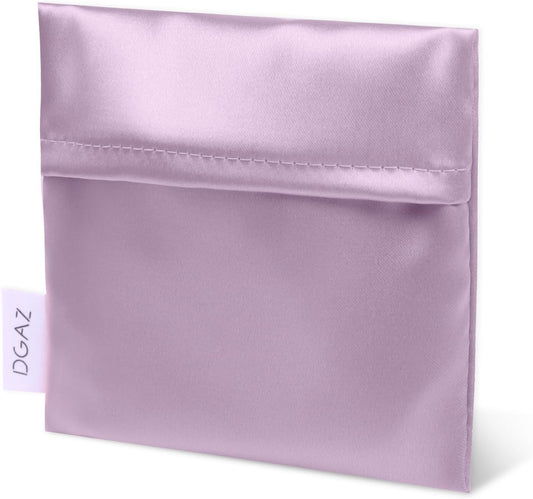 DGAZ Silk Sanitary Napkin Storage Bag, Period Bag for Teen Aged Girls, Portable Period Bag for Panty Liners/Menstrual Cup/Small Tampons，Mini Makeup Bag for Purse(Lavender)