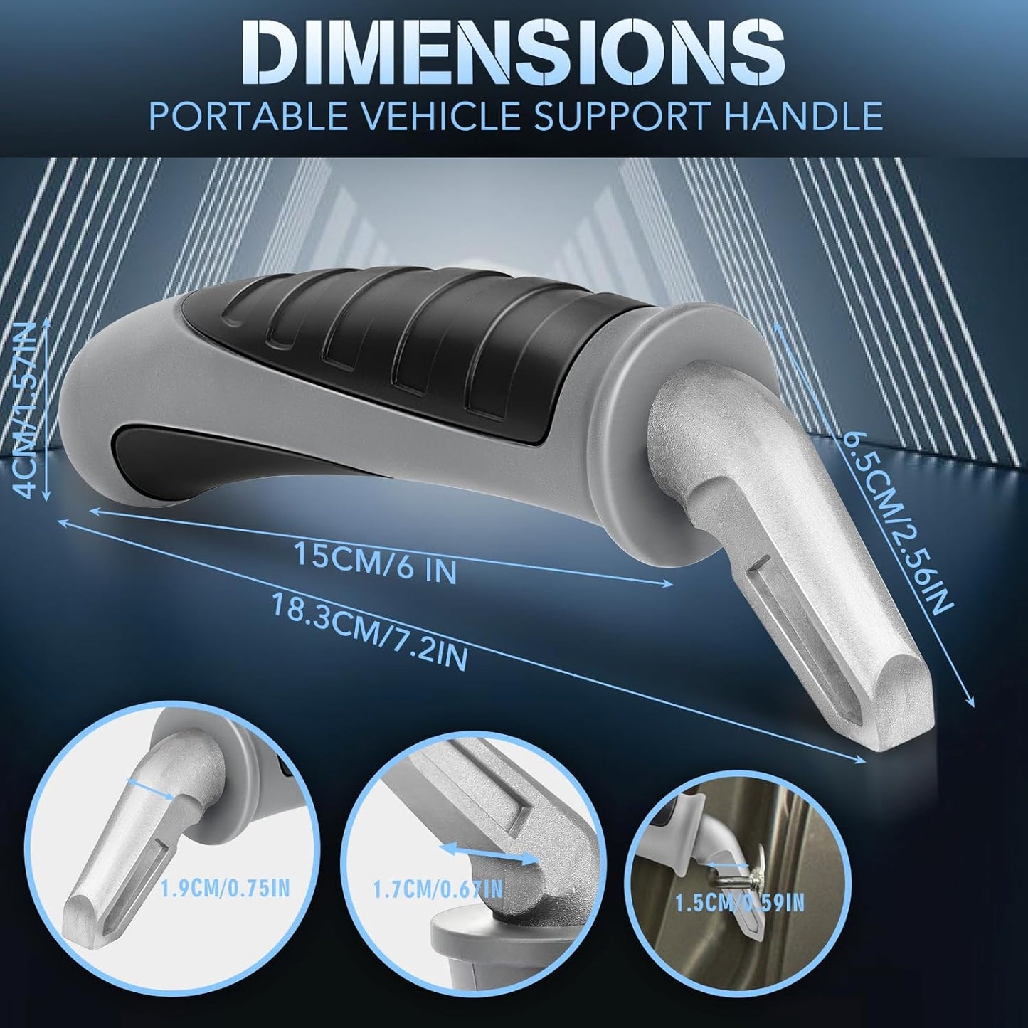 Car Door Handle for Elderly Car Handle Assist Support, Portable Auto Grab Handles for Handicap Seniors, Light Grey and Black