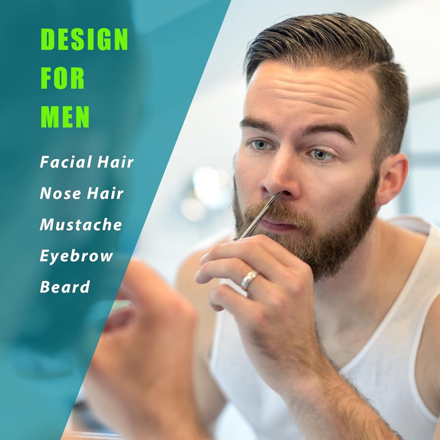 Facial Hair Small Grooming Scissors For Men Women - Eyebrow, Nose Hair, Mustache, Beard, Eyelashes, Ear Trimming Kit - Curved and Rounded Safety Tip Clippers For Hair Cutting 2PCS With Cover Sliver