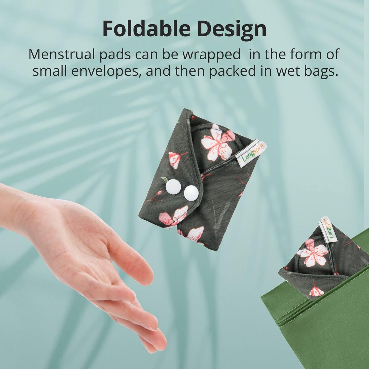 Langsprit Absorbent Reusable Menstrual Sanitary Pads/Washable Cloth Menstrual Period Pads,Reusable Panty Liners(Winter,S)