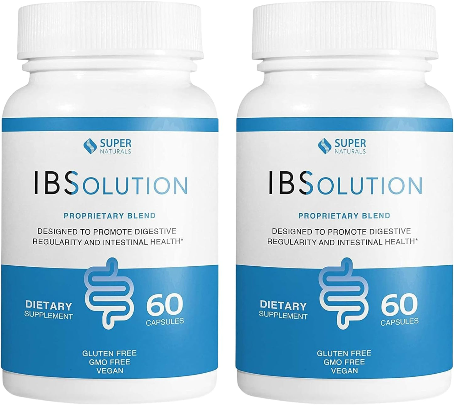 IBSolution - Digestive Health Supplement, Gas, Bloating, Diarrhea, Constipation Relief, Abdominal Pain, With Psyllium, Promote Regularity, Supports Gut Health, Made in USA - 60 Vegan Capsules, 2-Pack