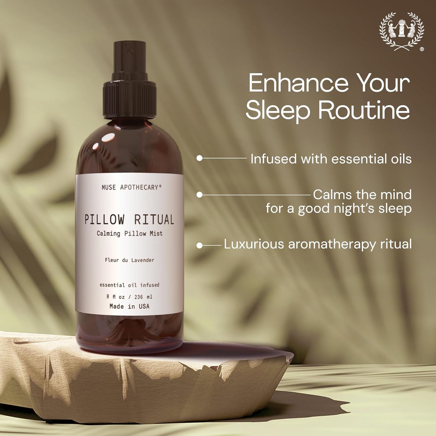 Muse Apothecary Pillow Ritual - Aromatic, Calming and Relaxing Pillow Mist, Linen and Fabric Spray - Infused with Natural Aromatherapy Essential Oils - 4 oz, Fleur du Lavender, 2 Pack