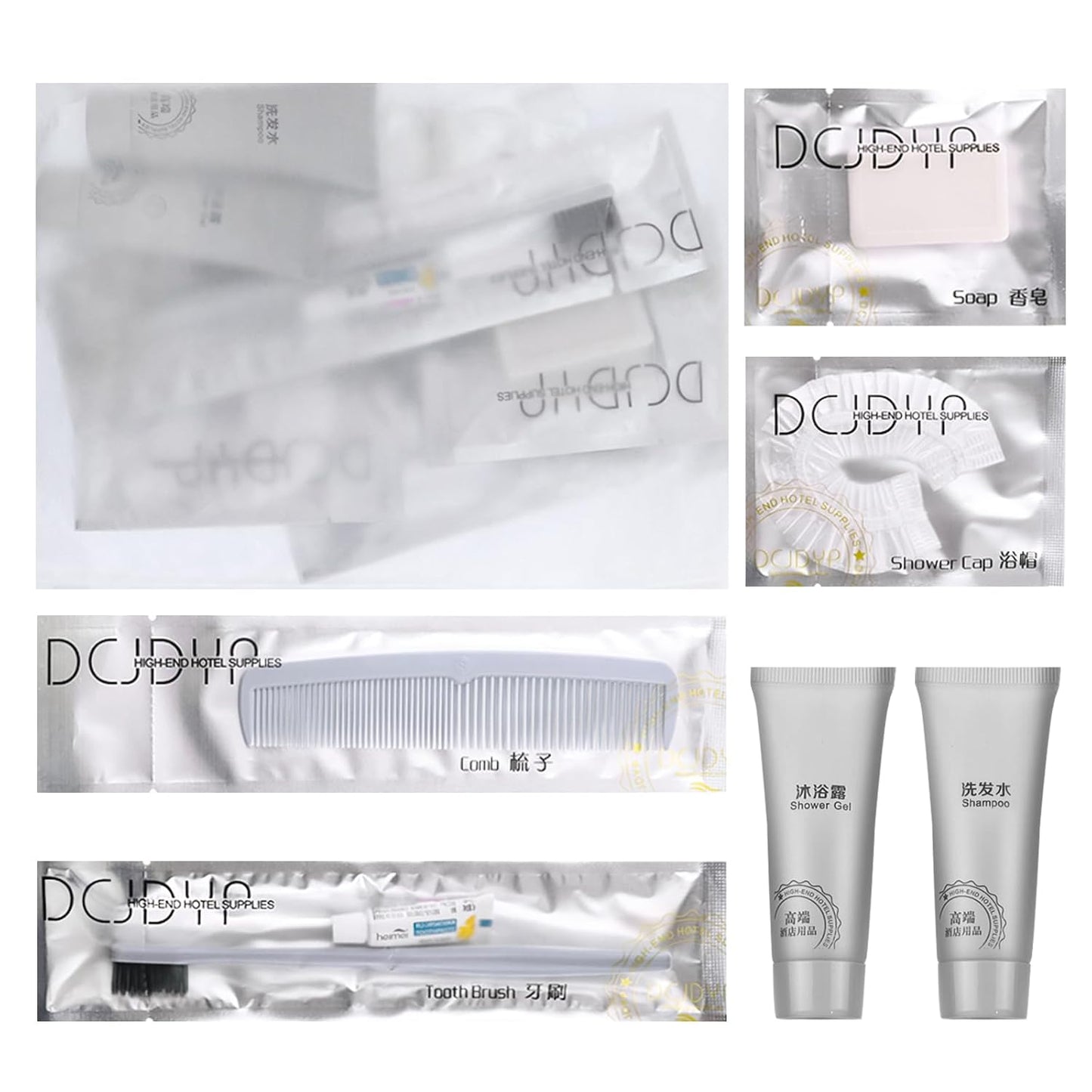 Hygiene Kit, Hygiene Kit Bulk, Travel Hygiene Kit With Toothbrush, Toothpaste, Comb, Shampoo, Shower Gel, Shower Cap And Soap, Individually Packed, Suitable For Hotel, Home, Travel (12 sets)