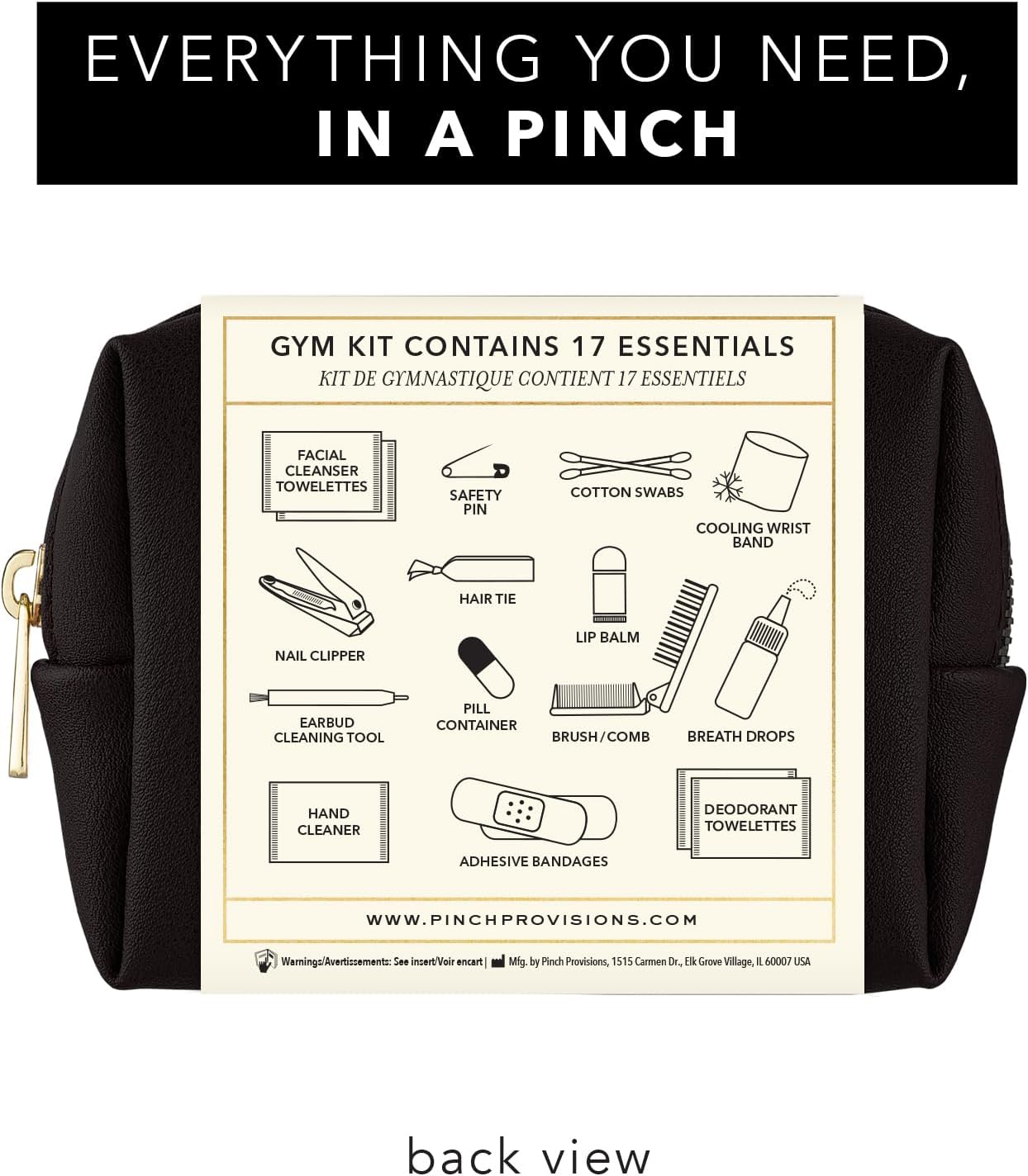 Pinch Provisions Gym Kit, includes 15 Personal Care Essentials for Wellness & Beauty, Perfect for Gifts, Gym Bags, Duffle Bags & Lockers (Black)