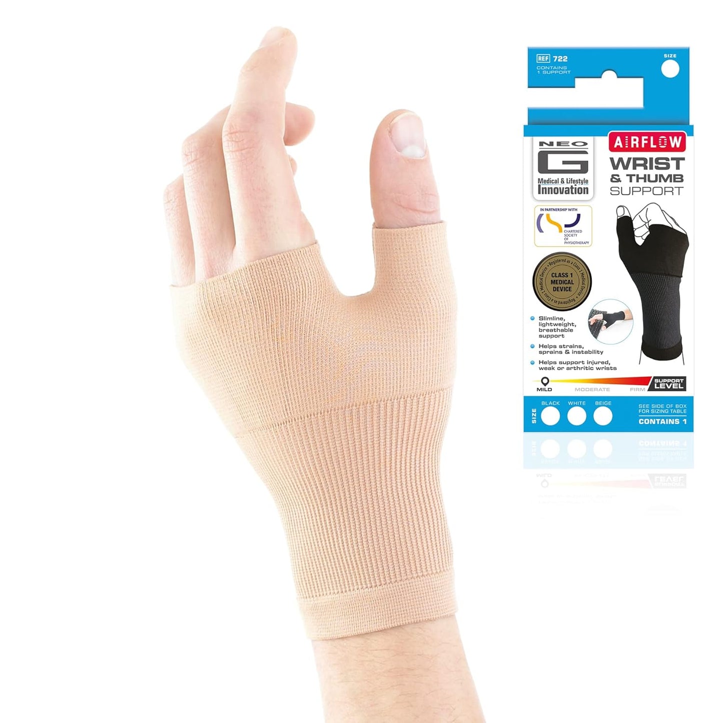 Neo-G Wrist and Thumb Support for Arthritis, Joint Pain, Tendonitis, Sprain - Wrist Brace Wrist Compression Hand Support - M - Beige