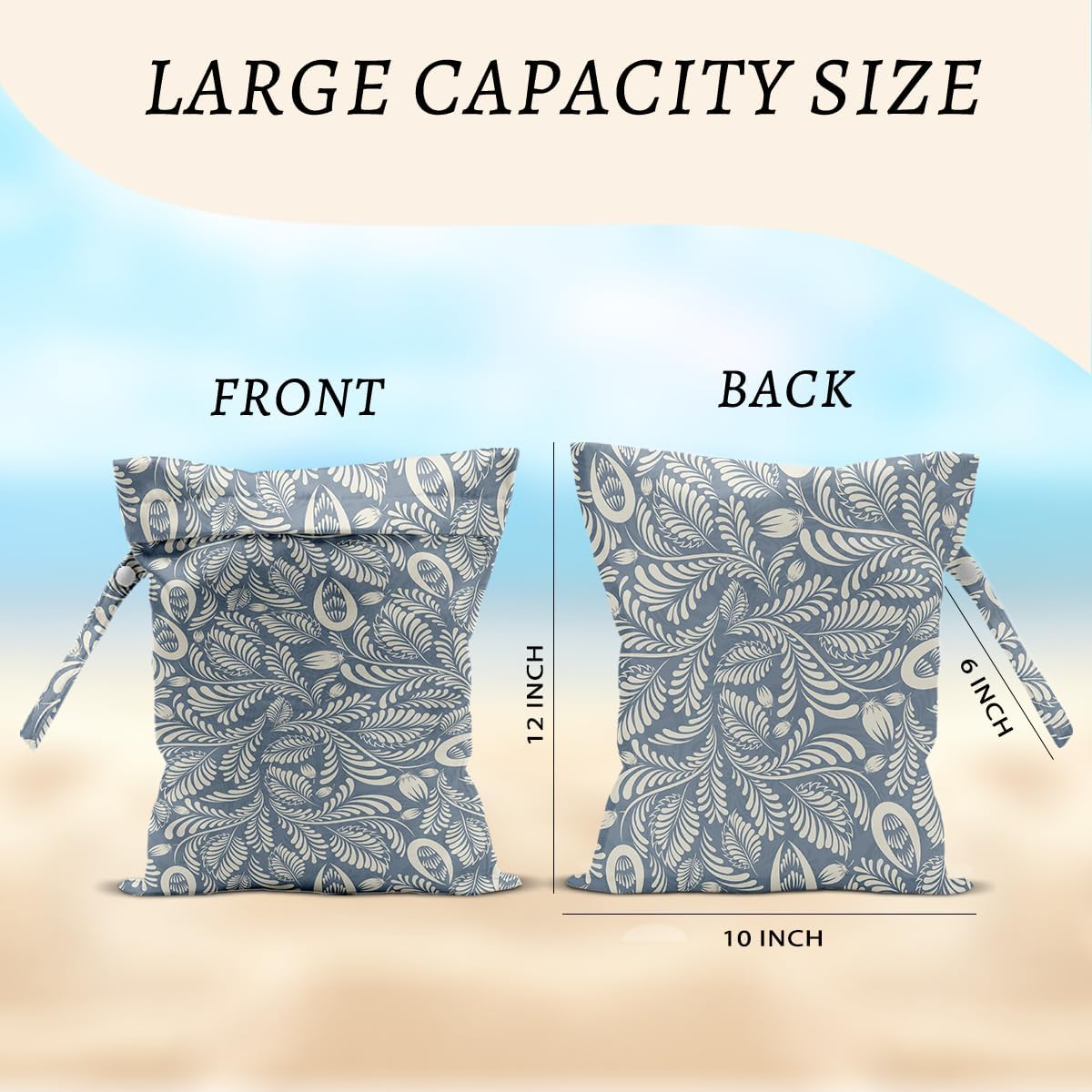 2Pcs Plant Wet Bags 12x10 Inch, Leaves Waterproof Travel Laundry Bags, Washable Reusable Wet Dry Bag for Swimsuit Pool Beach Diapers Dirty Yoga Gym Clothes, Plant Gifts for Women Friend Travelers