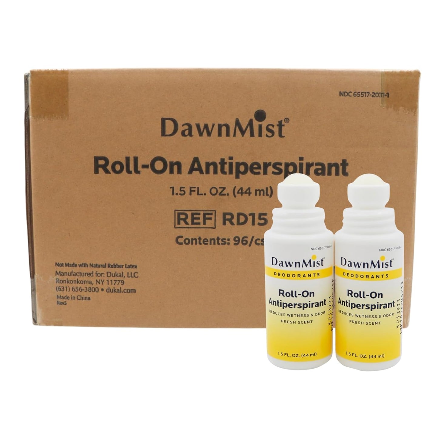 Dukal RD15 Dawn Mist Antiperspirant Deodorant, 1.5 oz, Roll-On, Fresh Scent, Travel Size, Pack of 96