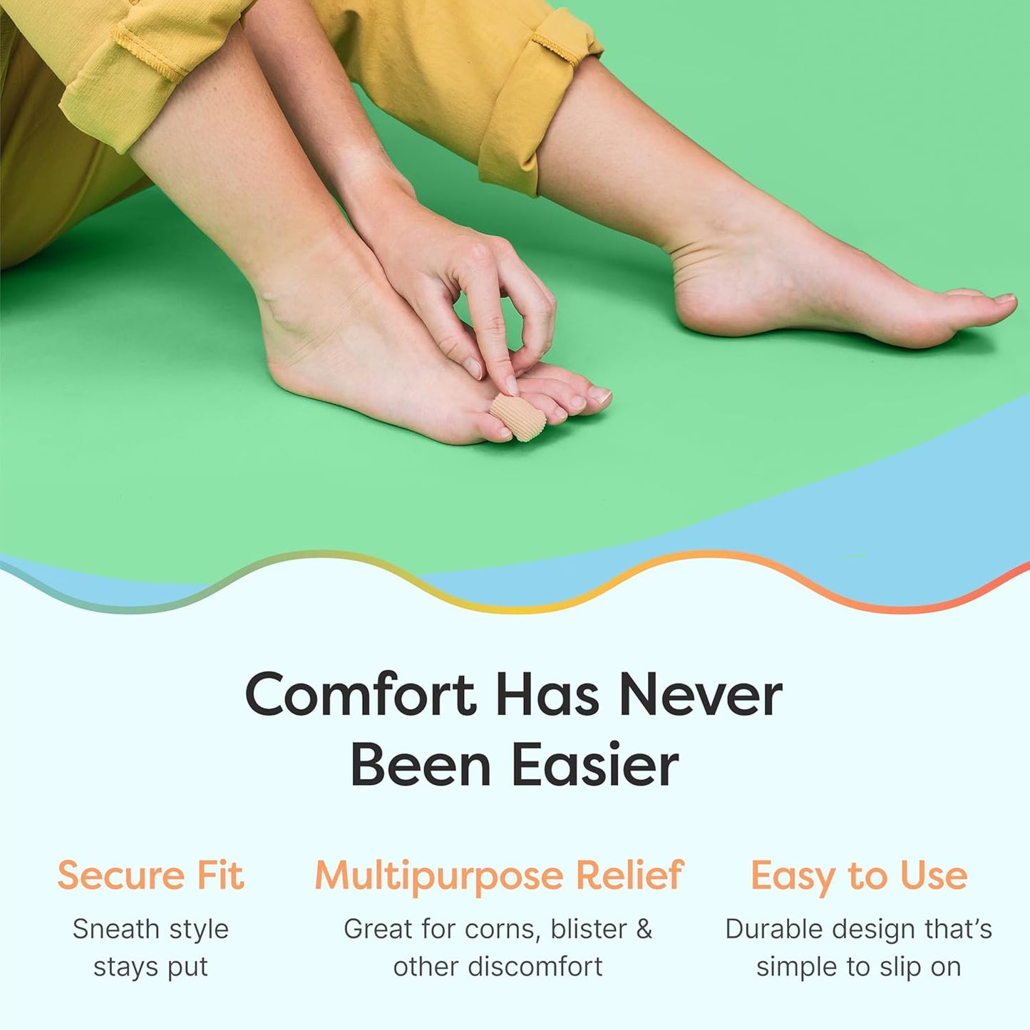 ZenToes Fabric Toe Protectors | Promotes Skin Hydration & Blister Prevention | Medical-Grade Gel Lining | Washable & Reusable Corn, Callus & Ingrown Toenail Relief Between Toes | Medium, 5-Pack