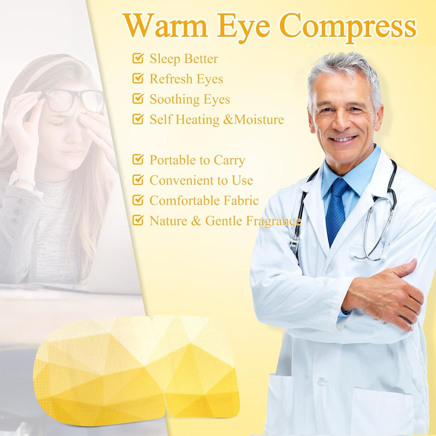 16 Packs Steam Eye Mask, Heated Eye Mask for Sleeping, Warm Compress for Eyes, Self Heating Disposal Eye Mask Comfortable Sleep Mask for Home, Office, Spa, Travel Essentials (Chamomile)