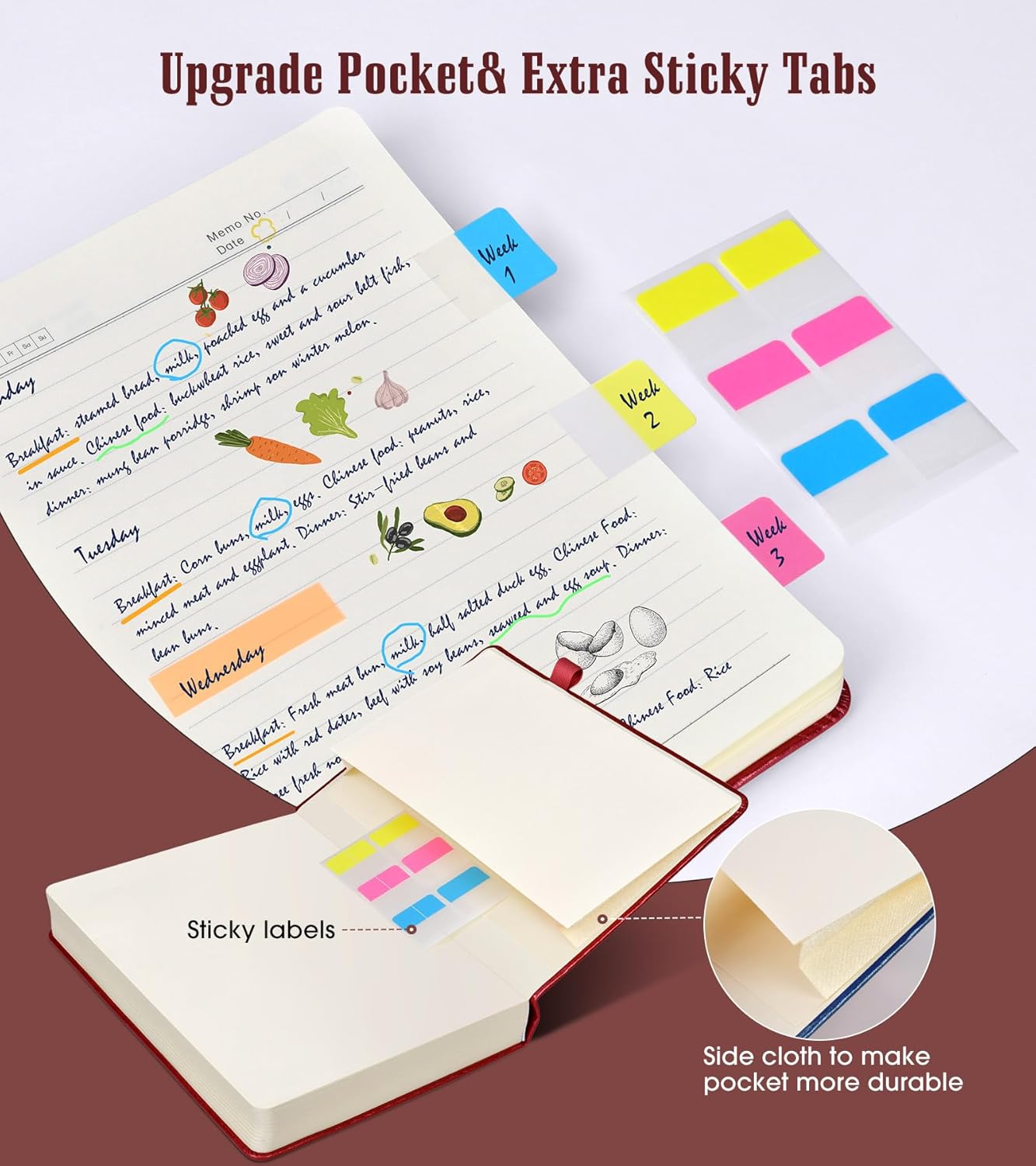 Lined Journal Notebook, 365 Pages B5 Large Journals for Writing College Ruled Notebook, Hardcover Leather Journal for Women Men, Daily Notebook for Work, Note Taking, 100Gsm Paper ( 7.6'' X 10'' Wine)