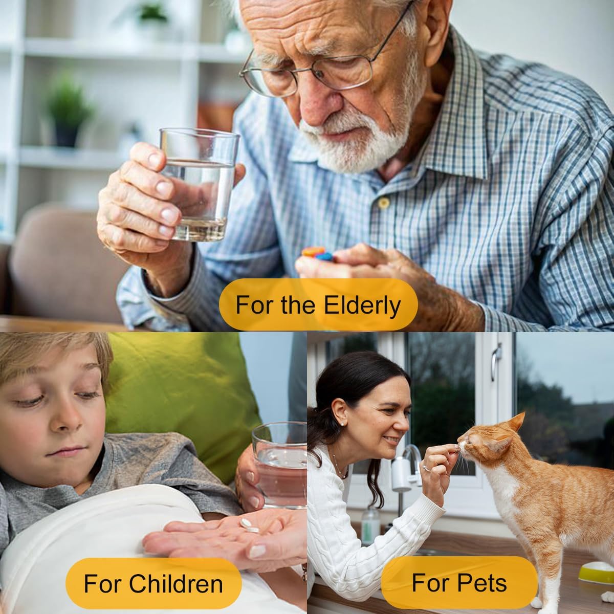 Pill Cutter for Cutting Multiple Pills, Pill Cutter for Large, Small and Tiny Pills 1/2 1/3 1/4, with Centering Device, Crusher, Brush and Storage Box