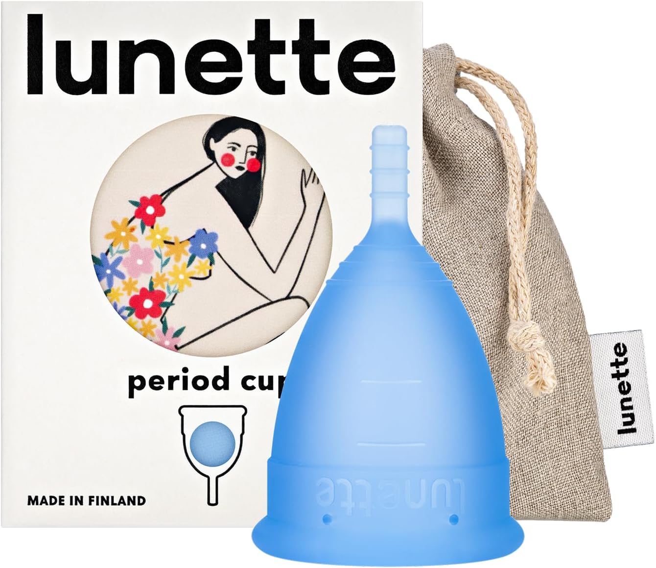 Lunette Menstrual Cup – Best Reusable Period Cup – Wear for 12 Hours and Reuse up to 10 Years, Blue Size 2 for Moderate to Heavy Flow
