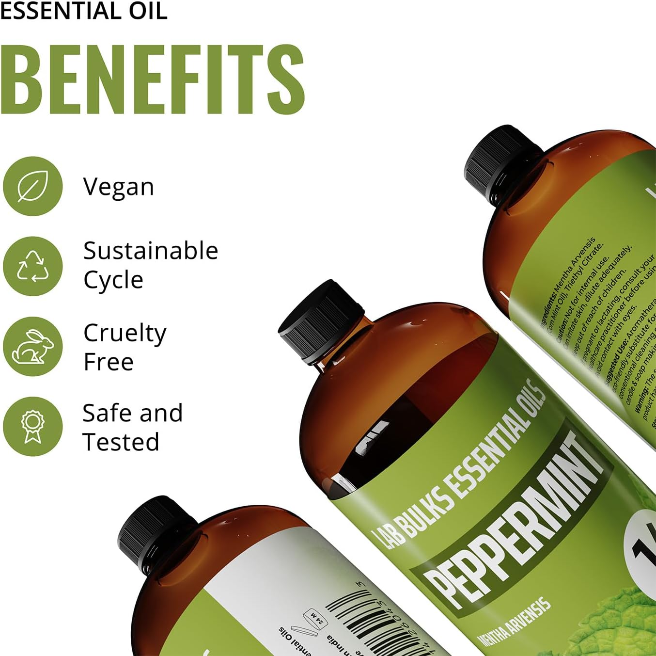 Peppermint Essential Oil, 16 oz Bottle for Diffusers, House Cleaning, Candles, 1 Pack, Aromatherapy Oil