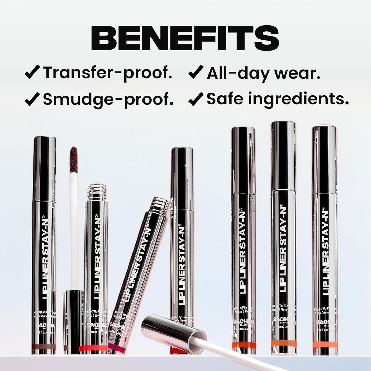 Sacheu Lip Liner STAY-N Peel Off Lip Stain — Long Lasting Matte Lip Tattoo Transfer Proof Lipstain Infused with Hyaluronic Acid & Vitamin E for All Skin Types — Vegan & Cruelty-Free, PLUMped