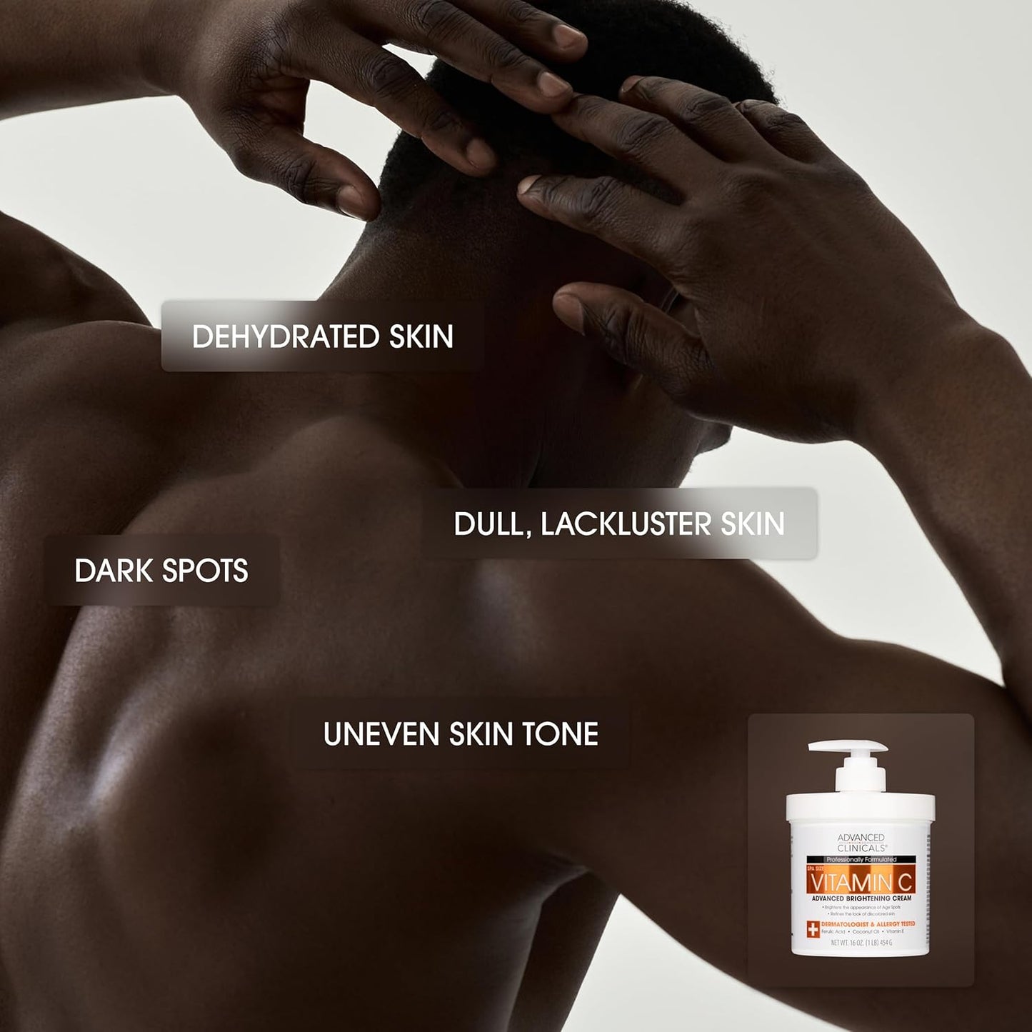 Advanced Clinicals Vitamin C Cream Visibly Brightening Body Lotion | Vitamin C Moisturizer Skin Care Body Cream For Women & Men Helps Visibly Improve Look Of Dark Spots & Uneven Skin Tone, 16 Ounce