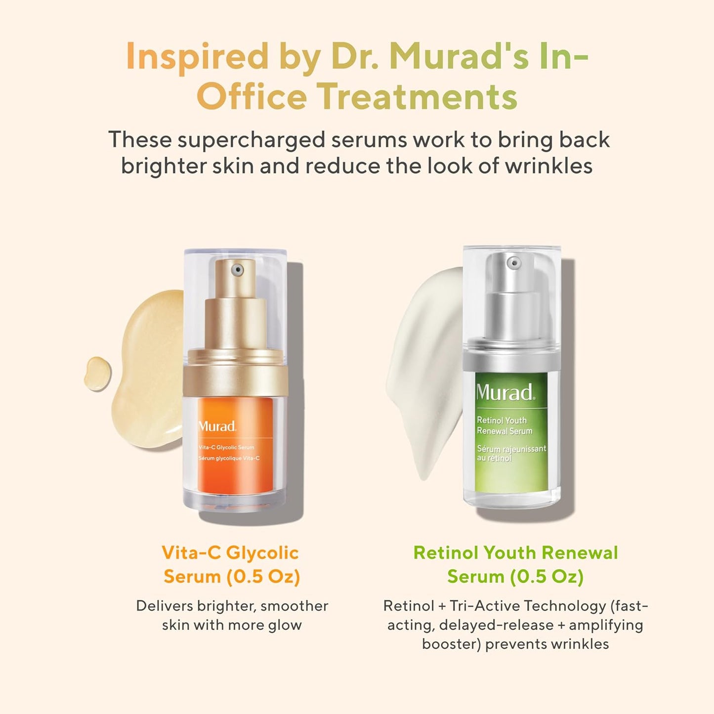 Murad AM/PM Super Serums - 2-Piece Trial Kit ($95 Value) - Retinol and Vitamin C Serum - Vita-C Glycolic Serum 0.5Fl Oz, Retinol Serum 0.5Fl Oz