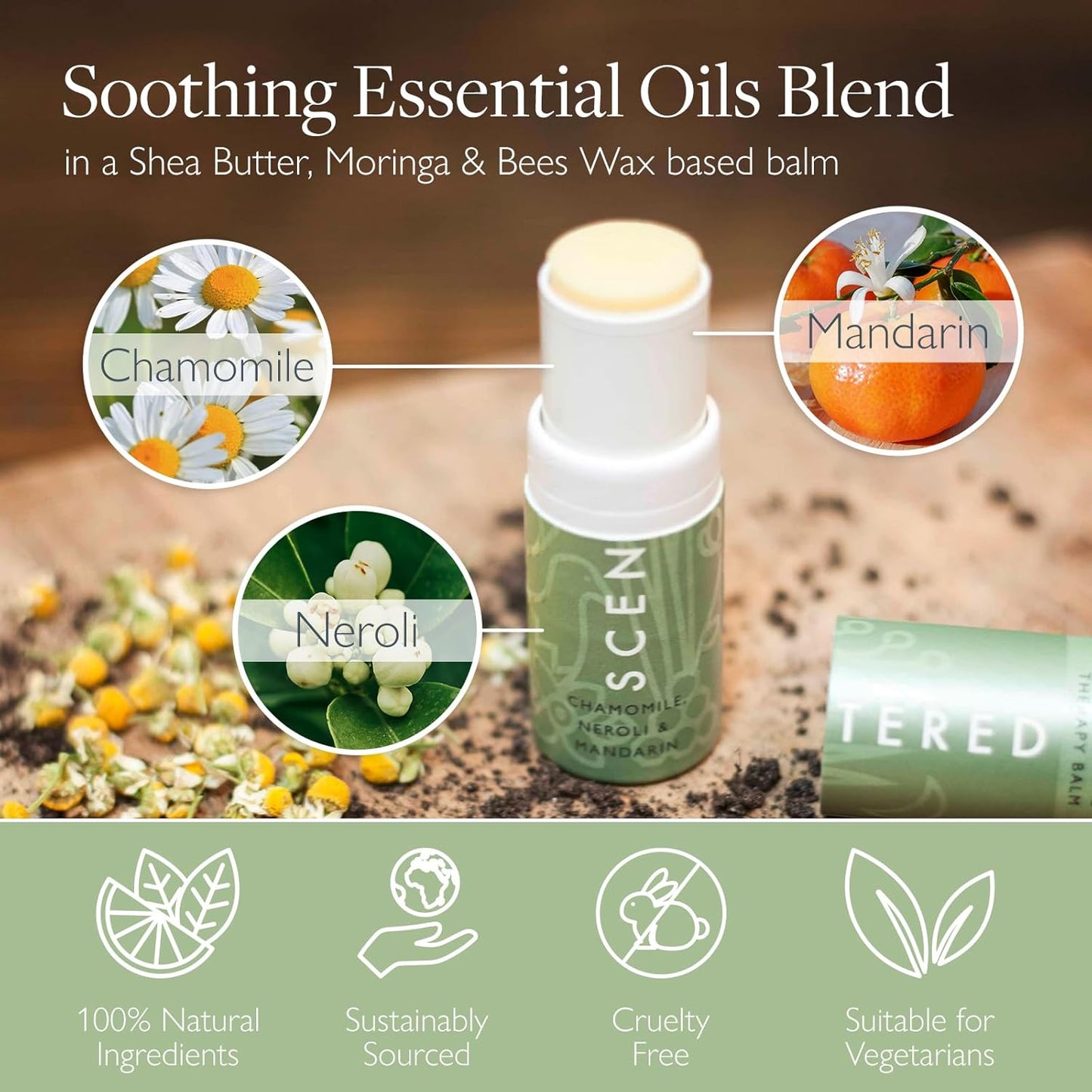 Scentered De-Stress Balm – Aromatherapy Stress Stick with Chamomile & Rosemary – Natural Self-Care Essential Oil roll On – Relaxation Gift for Stress Relief