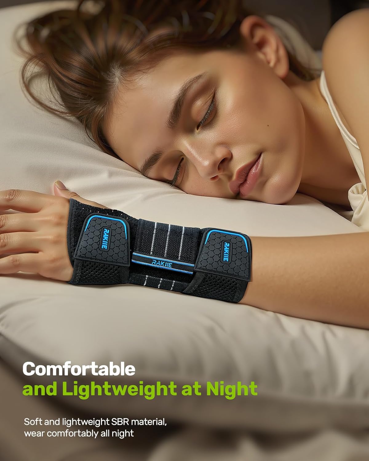 Carpal Tunnel Wrist Brace, Adjustable Night Wrist Support with 3 Metal Splints, Hand Brace for Men Women No Pressure on Thumb, Splint Stabilizer for Work, Blue Left Hand, Size M