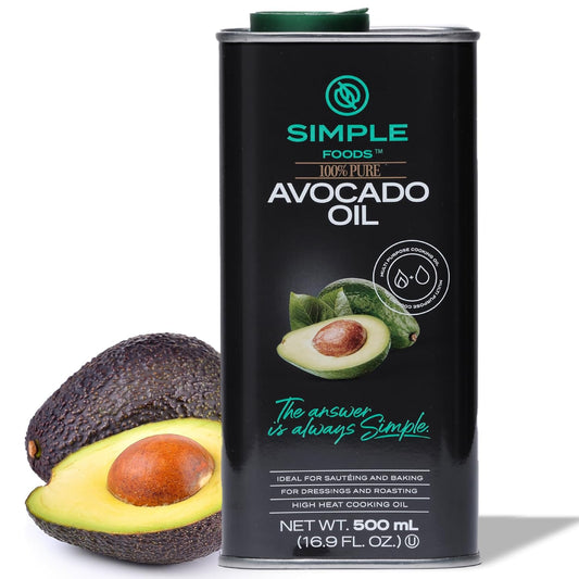 Simple Foods Avocado Oil - 100% Pure, Non-GMO, High Smoke Point, Mild Flavor 16.9 oz