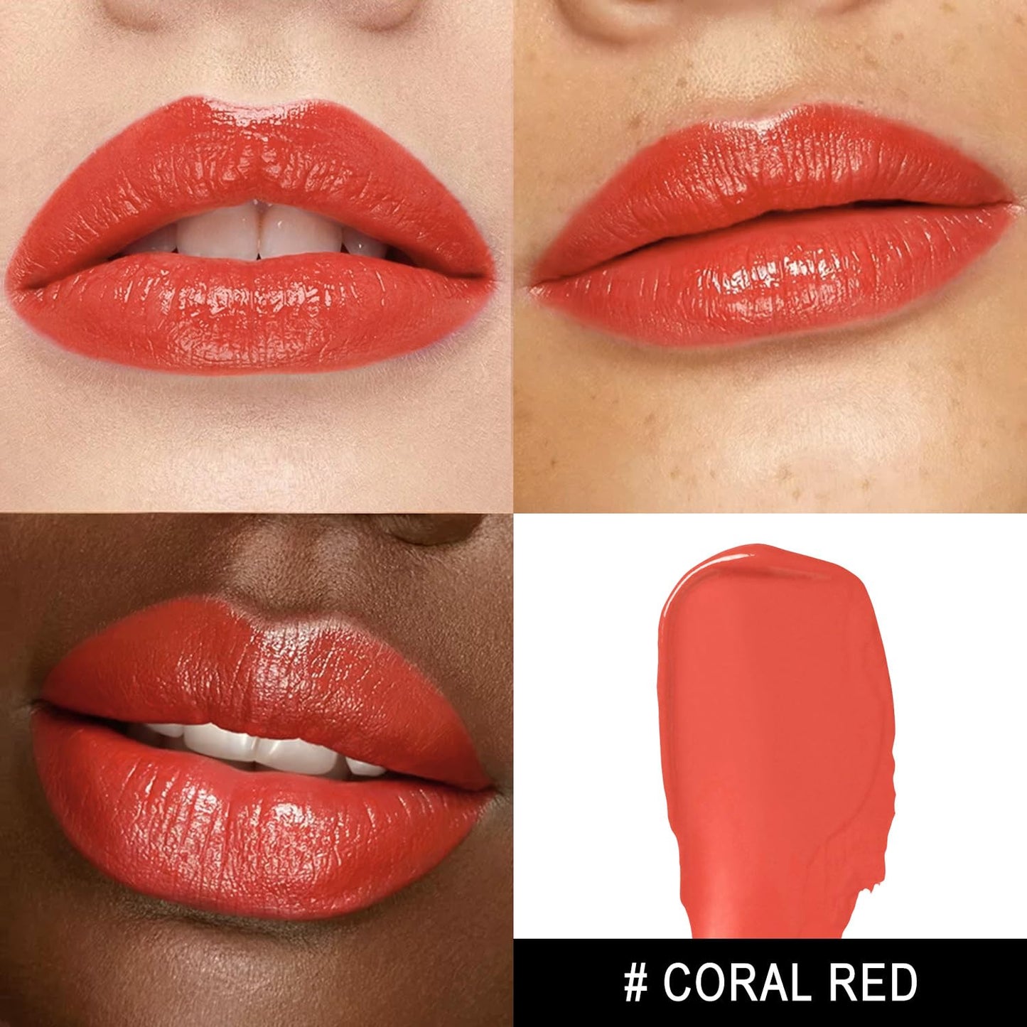 MAKI YIKA Moisture Coral Red Lipstick for Women Hydrate Lip Balm for Dry Cracked Lips Weightless Glossy Lip Color Juicy Finish,MA053 Coral Red